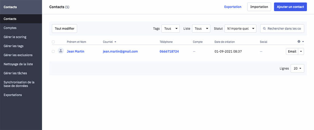 ActiveCampaign Gestion contacts segmentation
