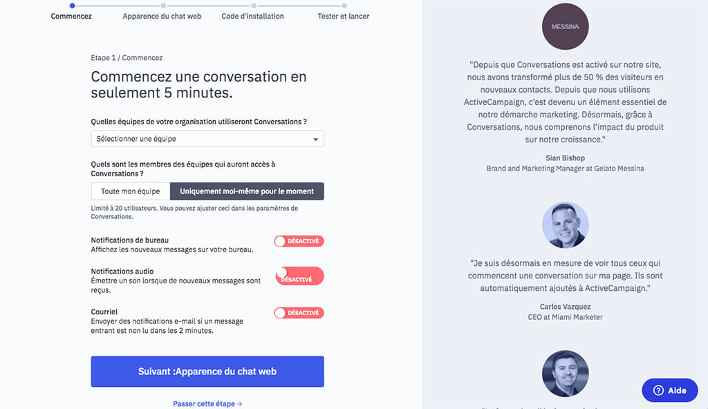 ActiveCampaign chat web