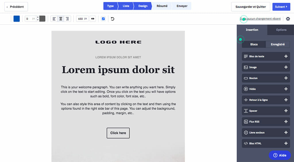 outil creation email drag drop