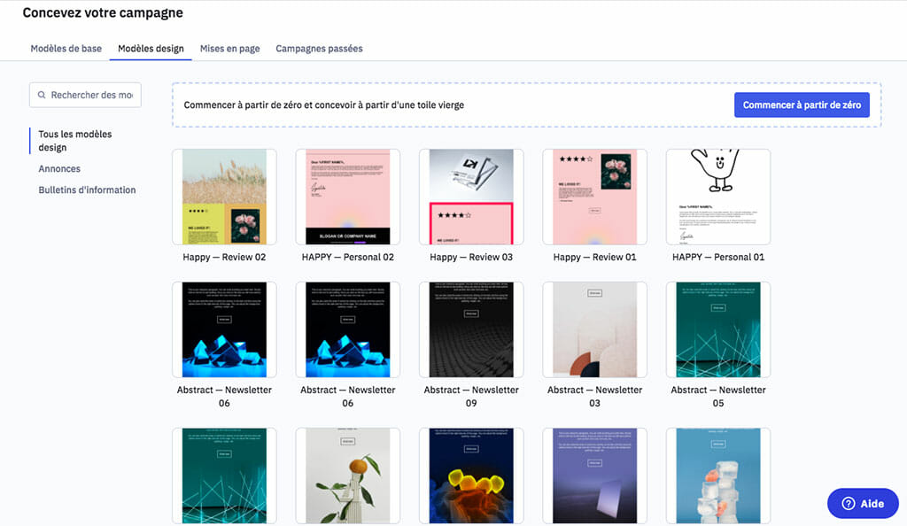 template campagne email