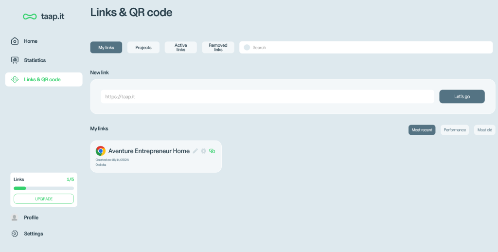 taap it creer lien court qr code