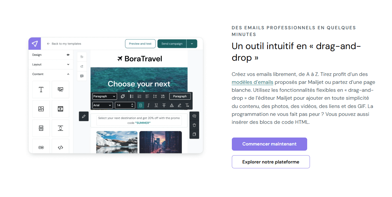 Éditeur d'email et modèles mailjet