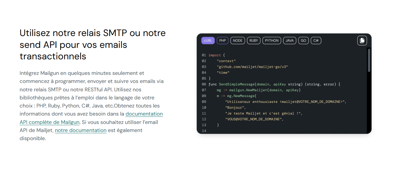 Emails transactionnels et API mailjet