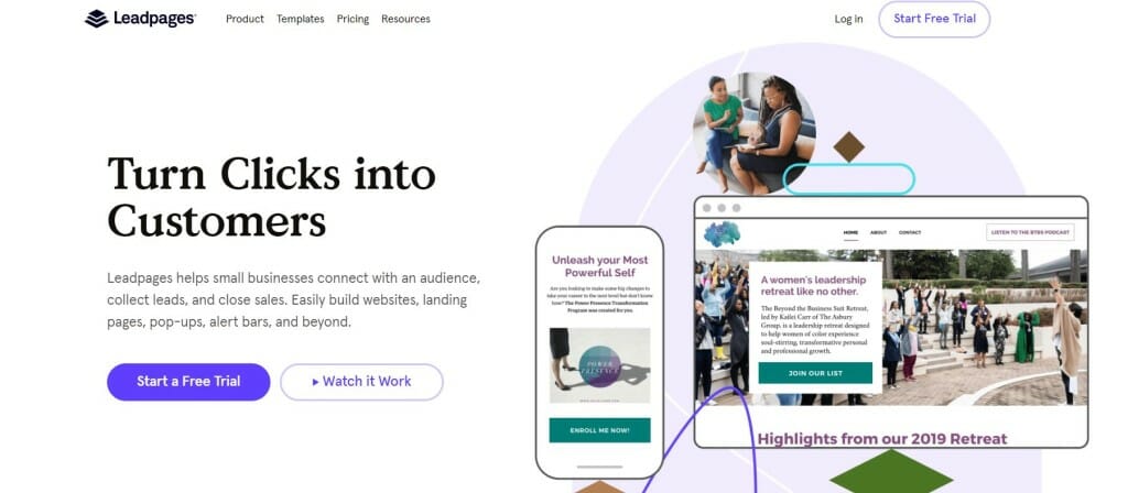 page acceuil leadpages