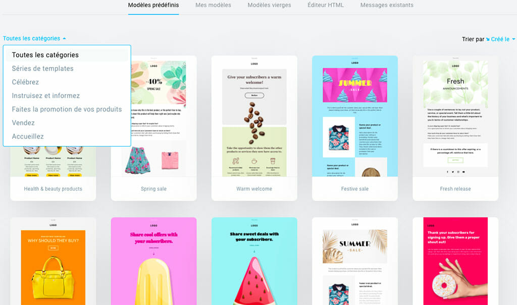 liste template Getresponse