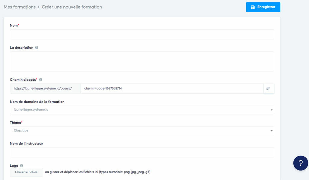 creer formation en ligne dans system io