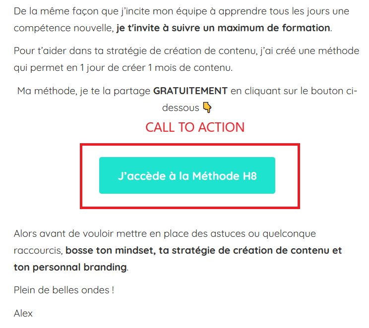 call to action newsletter bouton action