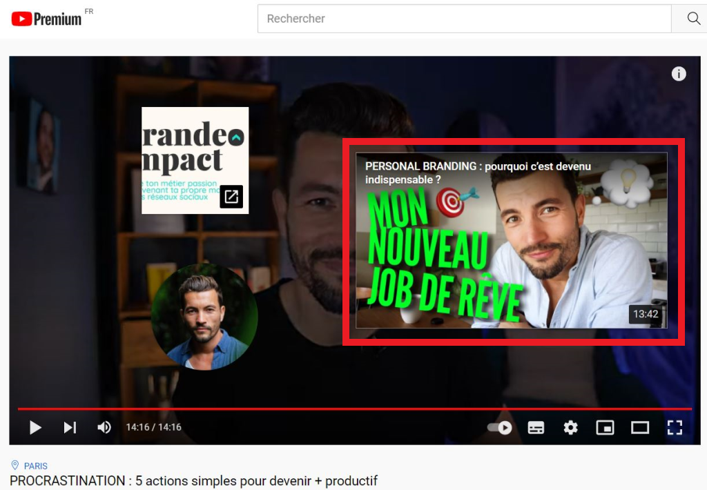 afficher autre video ecran fin youtube outro