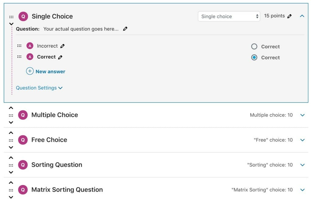 learndash quiz creer