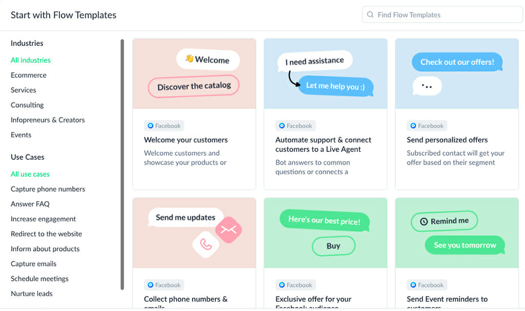 ManyChat flow templates