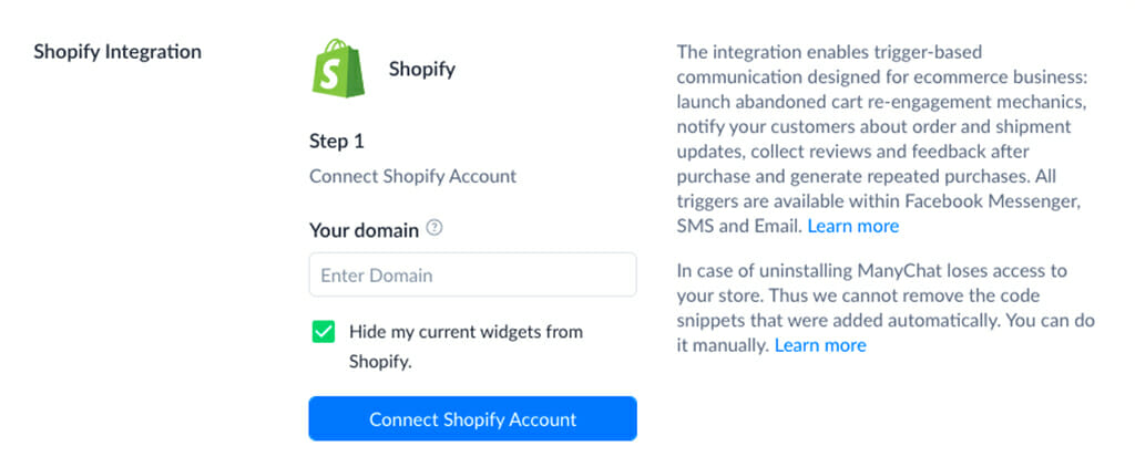 test manychat integration shopify