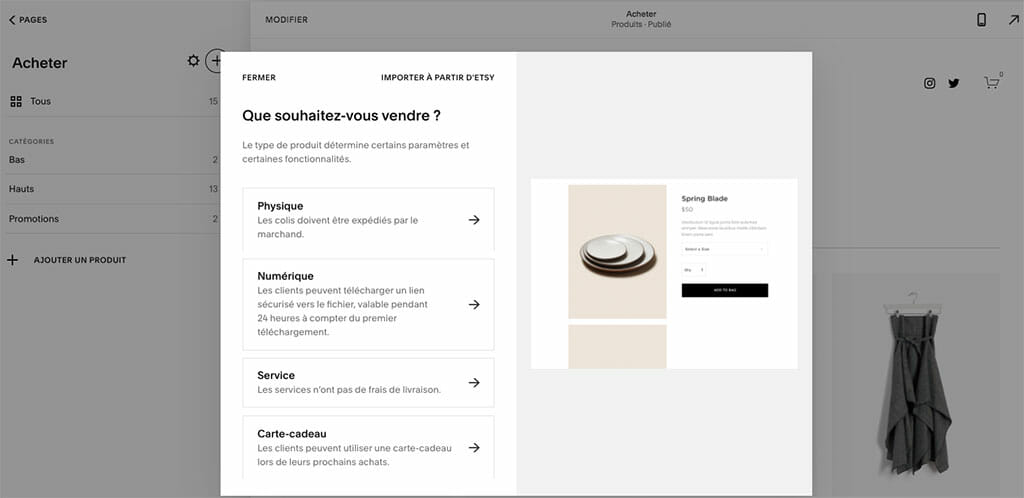 creer site ecommerce squarespace avis