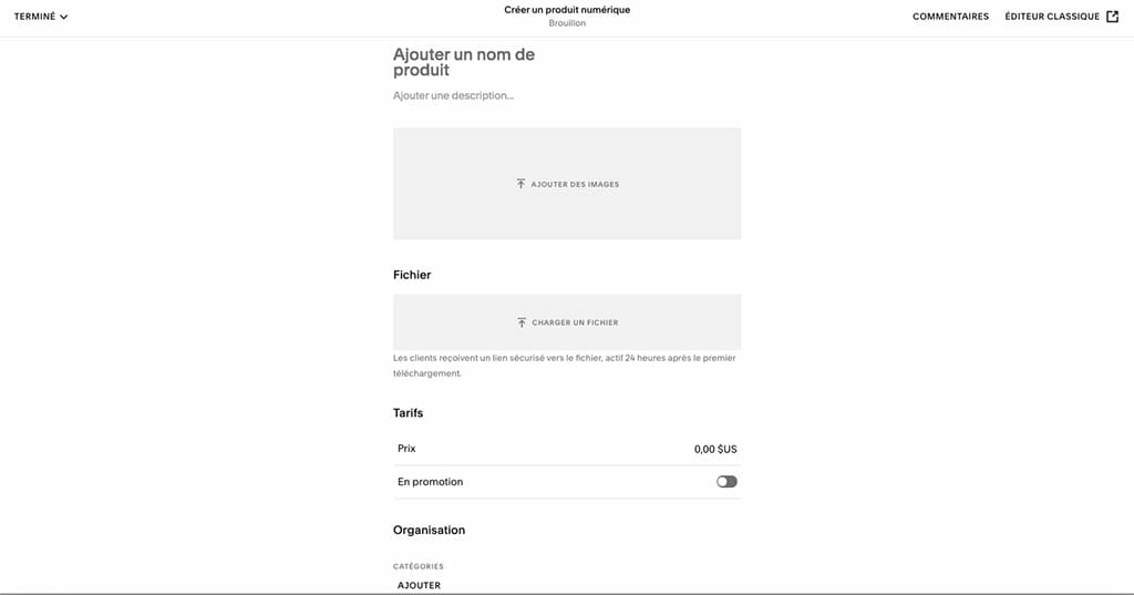 creer un produit numerique