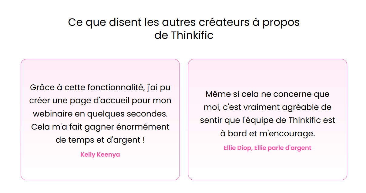 Avis clients : ce qu’ils pensent de Thinkific