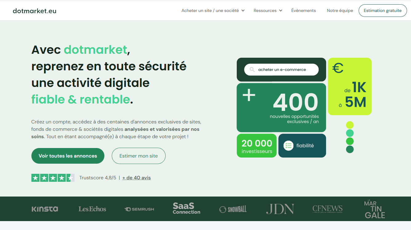 DotMarket.eu alternatives à Flippa