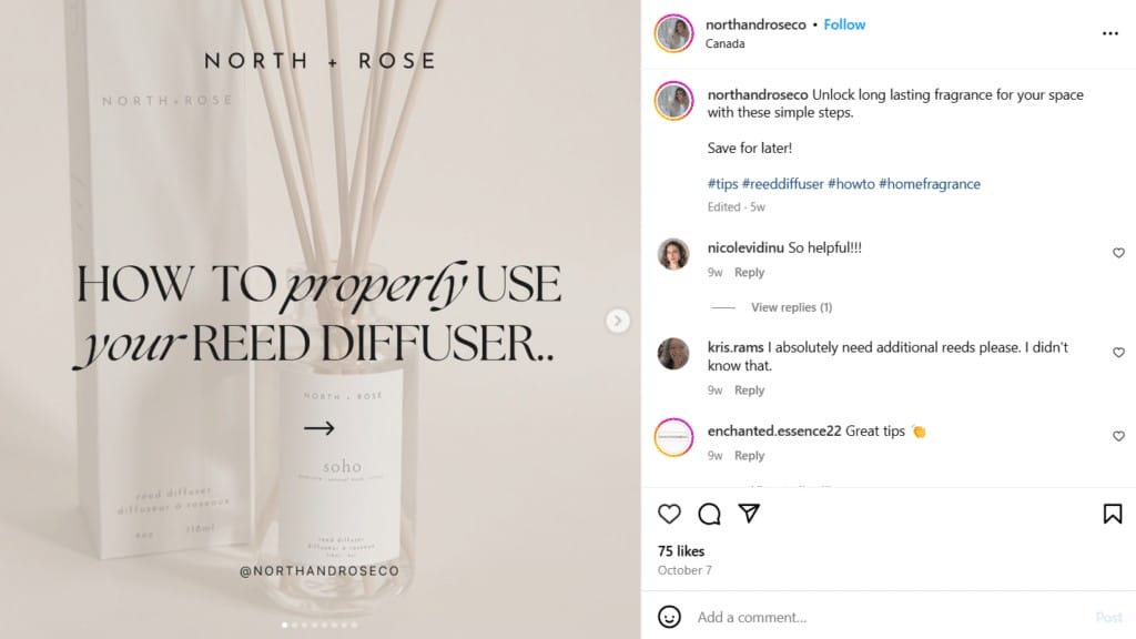 idée post Instagram - Présentation détaillée de produit