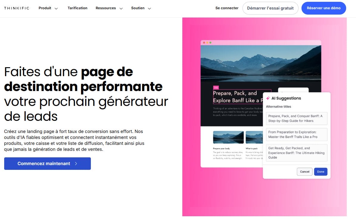 Crée ton site thinkific
