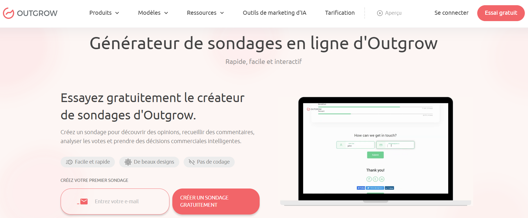 Test de Outgrow - Création de sondages