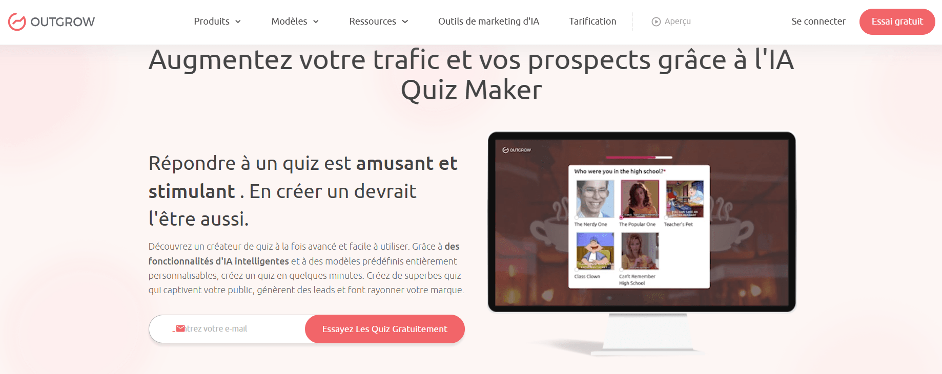 Test de Outgrow - Générateur de quiz intéractifs