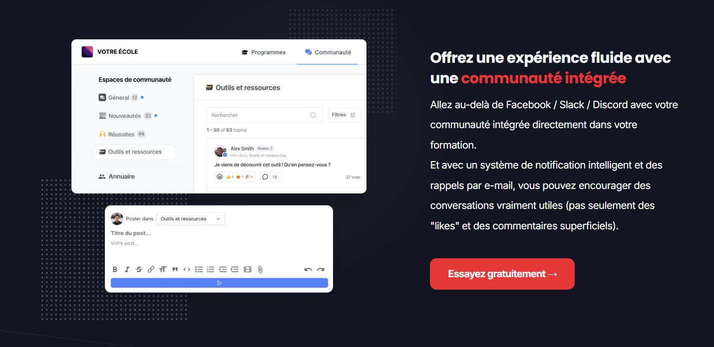 Espace communauté intégré