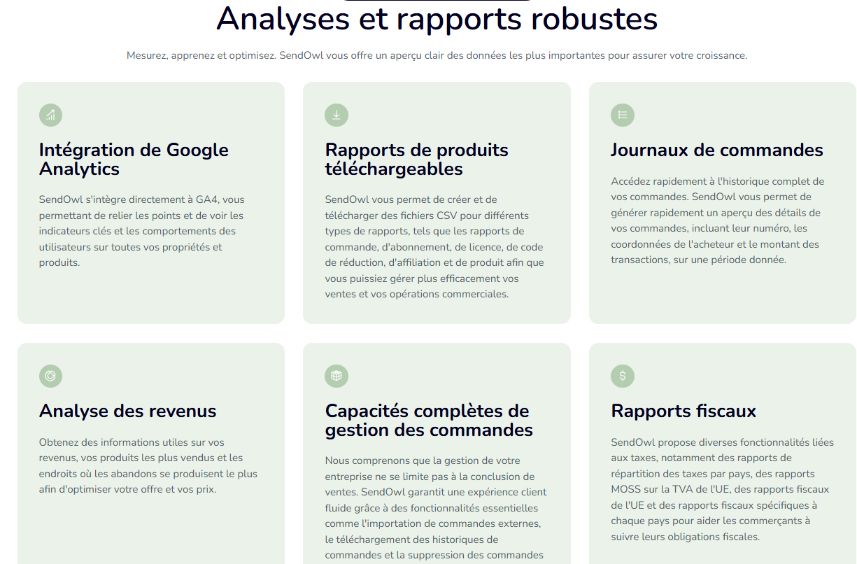 Statistiques et rapports de ventes sendOwl