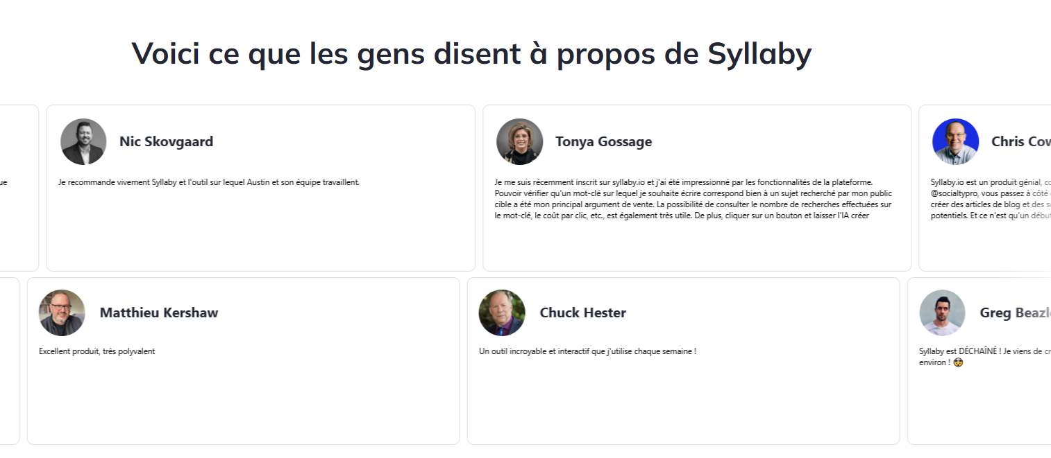 Avis des clients Syllaby AI